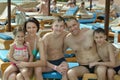 Family having fun near pool Royalty Free Stock Photo