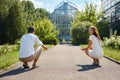 Family Having Fun Outdoor. Happy Young Parents, Children Playing Royalty Free Stock Photo