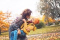 Family having fun outdoors. Mum and son together Royalty Free Stock Photo