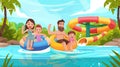 Family having fun in the water park Royalty Free Stock Photo