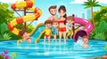 Family having fun in the water park Royalty Free Stock Photo