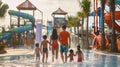 Family having fun in the water park Royalty Free Stock Photo