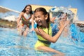 Family having fun at water park. Summer vacation Royalty Free Stock Photo