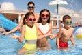 Family having fun at water park. Summer vacation Royalty Free Stock Photo