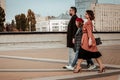 Family having a jaunt in the center of the city