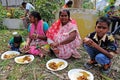 A family having lunch in Kumrokhali, West Bengal, India