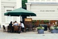 Family is having lunch in a summer terrace Royalty Free Stock Photo