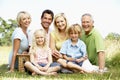 Family having picnic in countryside Royalty Free Stock Photo