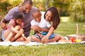 Family Having Picnic In Garden Together Royalty Free Stock Photo