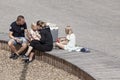 Family having a picnic at the playground at Umedalen Royalty Free Stock Photo