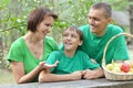 Family having picnic in summer park Royalty Free Stock Photo