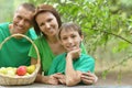 Family having picnic in summer park Royalty Free Stock Photo