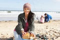 Family Having Picnic On Winter Beach Royalty Free Stock Photo