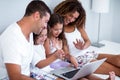 Family having video chat on laptop Royalty Free Stock Photo