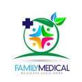 Family Health care medical cross nature leaves logo icon symbol on white background