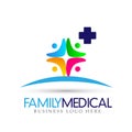 Family Health care union medical cross logo icon symbol on white background Royalty Free Stock Photo