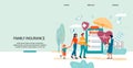 Family health and life insurance website template flat vector illustration