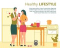 Family Healthy Lifestyle Flat Vector Banner