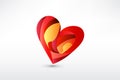 Family in a heart shape stylized sketch logo