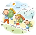 Family hiking in the mountains Royalty Free Stock Photo