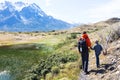 Family hiking in patagonia Royalty Free Stock Photo