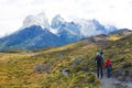 Family hiking in patagonia Royalty Free Stock Photo