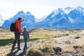 Family hiking in patagonia Royalty Free Stock Photo