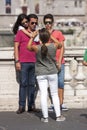 Family holiday in Rome. Taking a picture. Summer time.