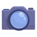 Family holidays camera icon, cartoon style