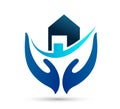 Family Home house in hands care icon logo illustrations. Future, emotion. Royalty Free Stock Photo