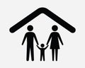 Family Home Icon House Parent Father Mother Son Child Hold Hands Shelter Insurance Protection Shape Sign Symbol EPS Vector Royalty Free Stock Photo