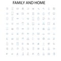 family and home icons, signs, outline symbols, concept linear illustration line collection Royalty Free Stock Photo
