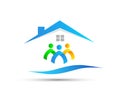 Family home people care happy house logo icon on white Background