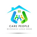 Family home people care happy safety house logo icon on white Background Royalty Free Stock Photo