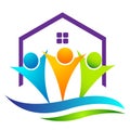 Family home people care happy safety house logo icon on white Background