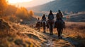Family on a Horseback Riding Excursion - AI Generated