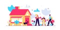 Family house vector illustration. Flat tiny Royalty Free Stock Photo