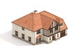 Family House Building in Isometric on White background. Royalty Free Stock Photo