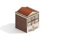 Family House Building in Isometric on White background. Royalty Free Stock Photo