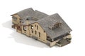 Family House building rendered in Isometric on White background. Royalty Free Stock Photo