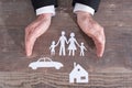 Family, house and car insurance concept Royalty Free Stock Photo