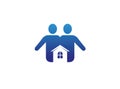 Family house care a couple with a small home logo