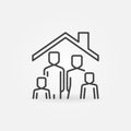 Family in House concept line icon. Vector Stay at Home sign