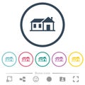 Family house flat color icons in round outlines
