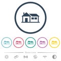 Family house flat color icons in round outlines