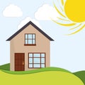 Family House. Home icon. landscape illustration, graphic design Royalty Free Stock Photo