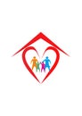 Family House Logo, Family Heart Logo Royalty Free Stock Photo