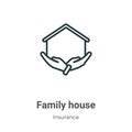 Family house outline vector icon. Thin line black family house icon, flat vector simple element illustration from editable Royalty Free Stock Photo