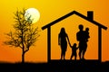 Family house silhouette vector. Royalty Free Stock Photo