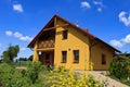 Family house in the village with wooden Elements Royalty Free Stock Photo